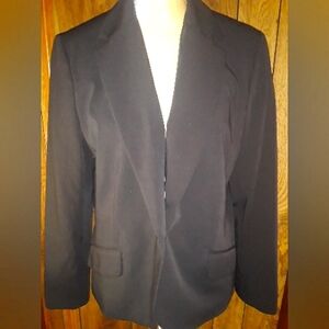 Womans Petite Size 16 Black Blazer Low Peak Lapels Jacket Blazer